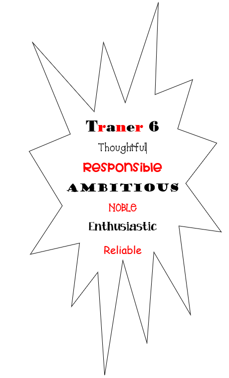 traner 6 thoughtful responsible ambitious noble enthusiastic reliable